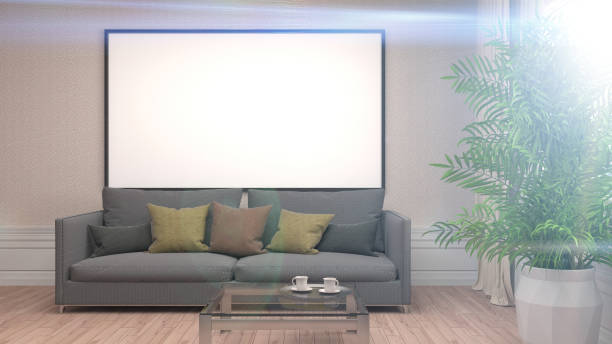 istock mock up poster frame in interior background. 3D Illustration 652233646