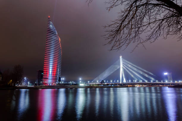 RIGA, LATVIA - NOVEMBER 16, 2014: The light festival Staro Riga (Beaming Riga) celebrating 96th of independence day of Republic of Latvia.