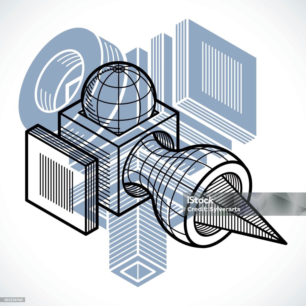 Engineer Abstract Shape Engineering Abstract Shape 3d Vector Polygonal Figure Stock ...