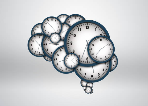 istock Clock composed of the brain, the brain silhouette 652241108