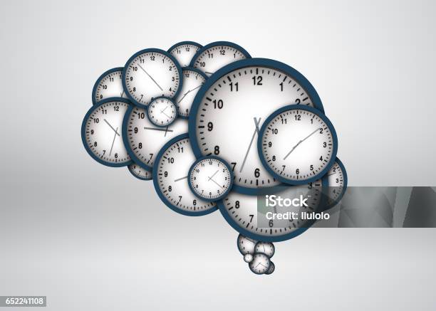 Clock Composed Of The Brain The Brain Silhouette Stock Photo - Download Image Now - Brain, Clock, Brainstorming