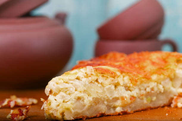 istock Badly being pro-concerned pie against the background of ceramic ware 652242044