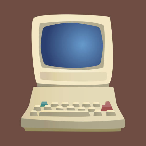 istock Retro computer item classic antique technology style business personal equipment and vintage pc desktop hardware communication object vector illustration 652247924