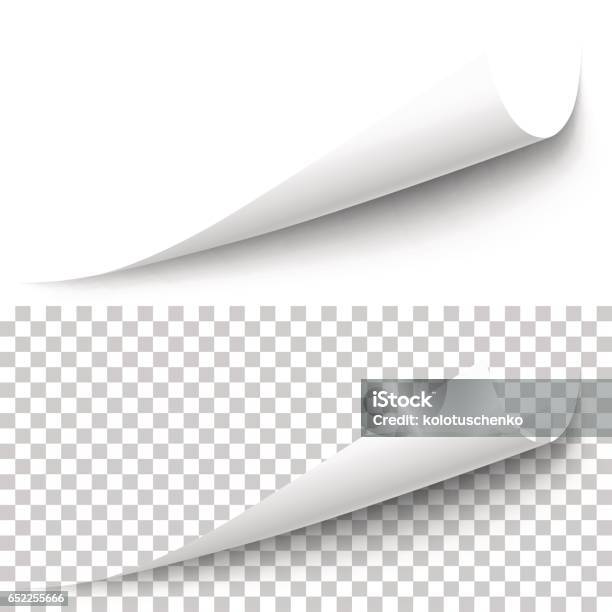 Vector Realistic White Paper Corner Stock Illustration - Download Image Now - Page, Turning, Paper
