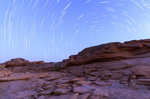 star trails on the mountain