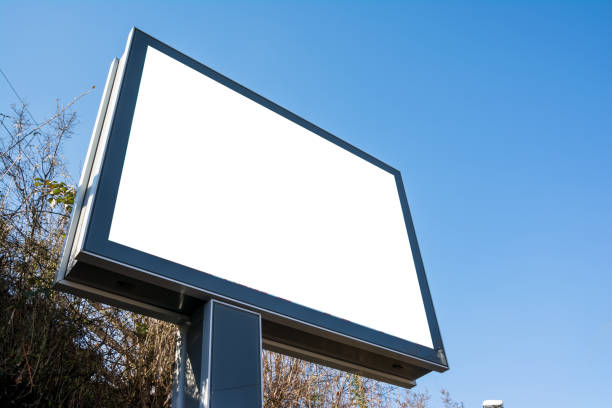 istock Empty Blank White Custom Billboard Open Public Street HIghway Roundabout German European Small Bushes 652274612