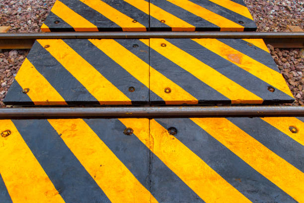 istock Railway and the warning sign in Thailand 652290436