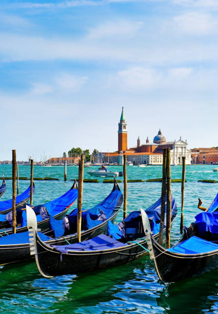 istock Gondolas moored on the canal in Venice 652299584
