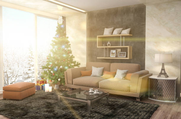 istock Christmas tree with decorations in the living room. 3d illustration 652299838