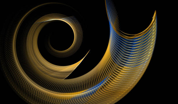 istock Abstract illustration of a fractal spiral pattern on black background 652308460