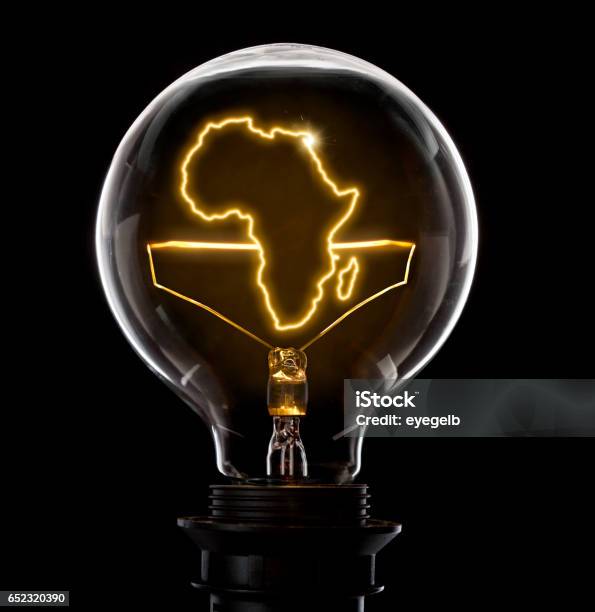 Lightbulb With A Glowing Wire In The Shape Of Africa Stock Photo - Download Image Now