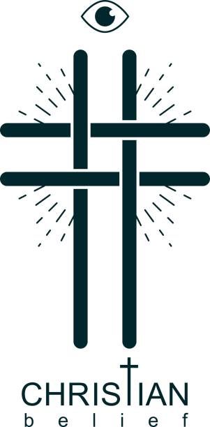 istock Christian Cross true belief vector religion symbol, Christianity Jesus icon. 652324540