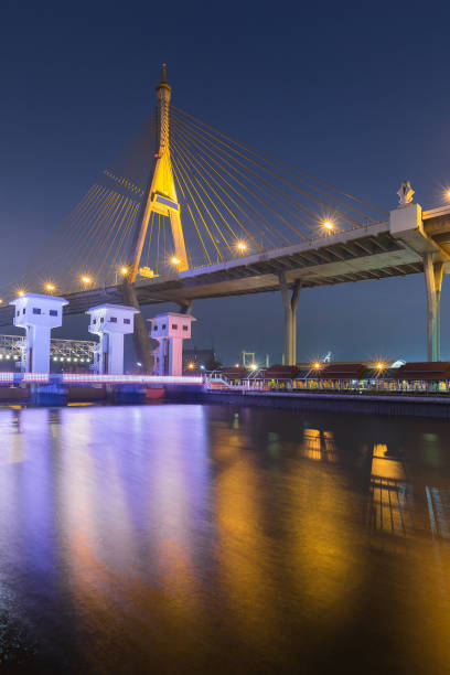 istock Nigh view over Rama Suspension bridge river front 652325014