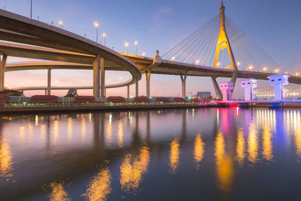 istock Twilight blue sky over Rama Suspensin bridge 652328008