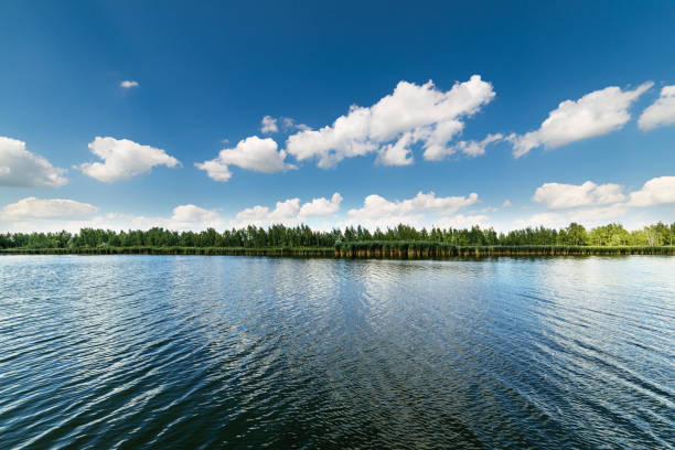 istock Clean lake and beautiful blue sky with clouds 652331062