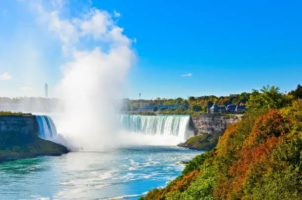 Photo of Niagara Falls in a sunny day in autumn