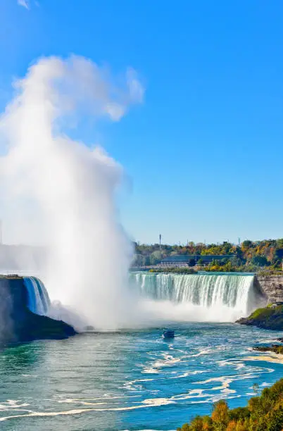 Photo of Niagara Falls in a sunny day in autumn