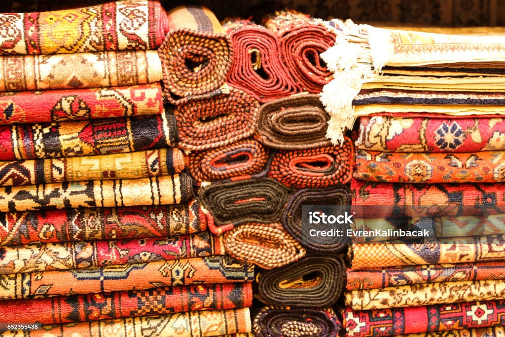 Turkish Carpets in Grand Bazaar Turkish Carpets in Grand Bazaar, Istanbul, Turkey Carpet - Decor Stock Photo