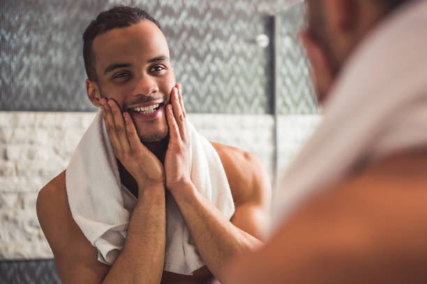 istock Afro American man in bathroom 652360032
