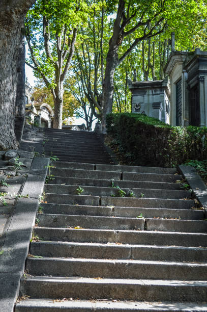 istock Staircase view in Pere Lachaise Cemetery in Paris 652366570
