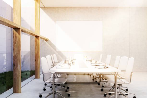 istock Side view of meeting room with grass, toned 652373954