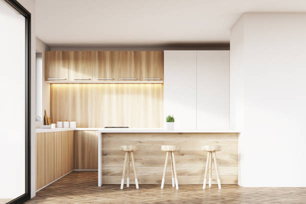 istock Kitchen with light wooden furniture 652377218