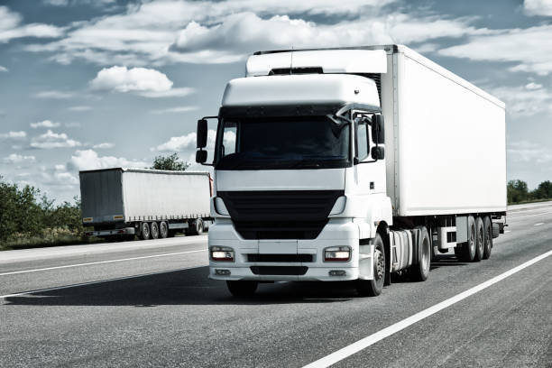 istock Truck on road, blue sky, cargo transportation concept 652377442