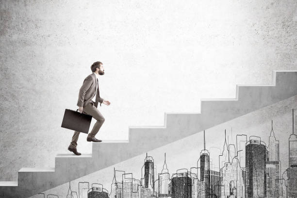 istock Bearded man on the stairs, concrete 652380366