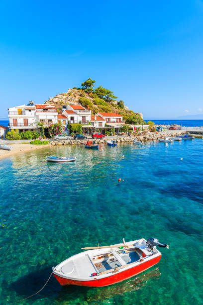 istock Fishing boat in Kokkari bay, Samos island, Greece 652384826