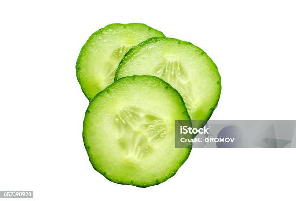 Fresh Slice Cucumber Isolated On White Background Stock Photo - Download Image Now - Cucumber, Slice of Food, White Background
