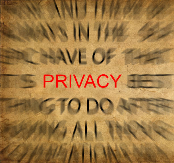 istock Blured text on vintage paper with focus on PRIVACY 652391184