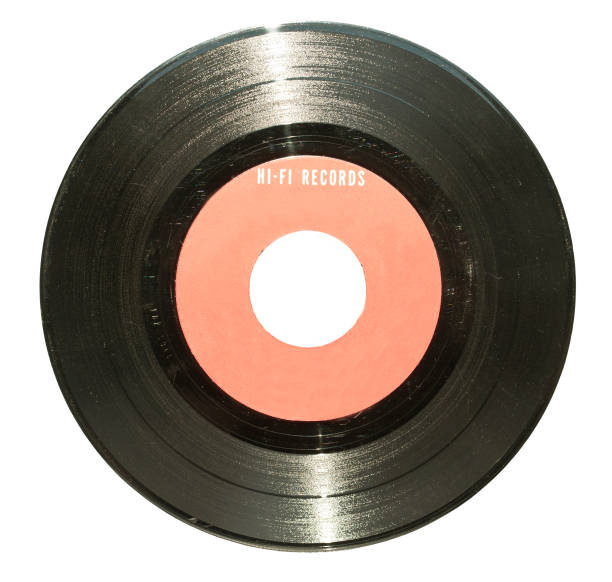 istock Vintage vinyl record with red label isolated on white 652391426