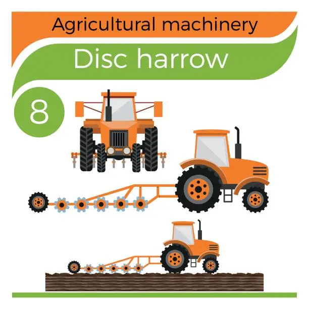 Vector illustration of Disc harrow