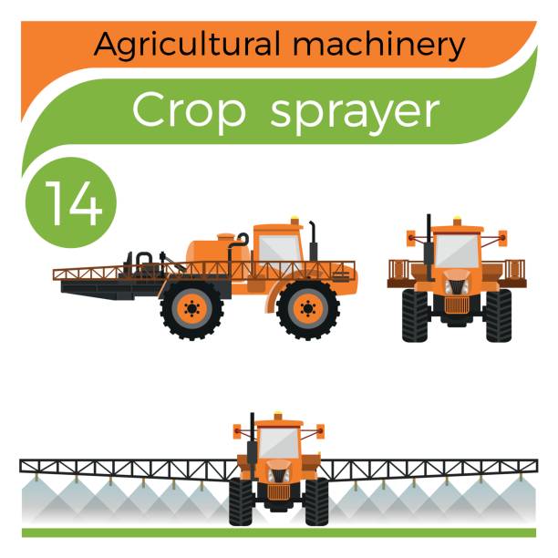 Crop sprayer Agricultural machinery: crop sprayer insecticide stock illustrations