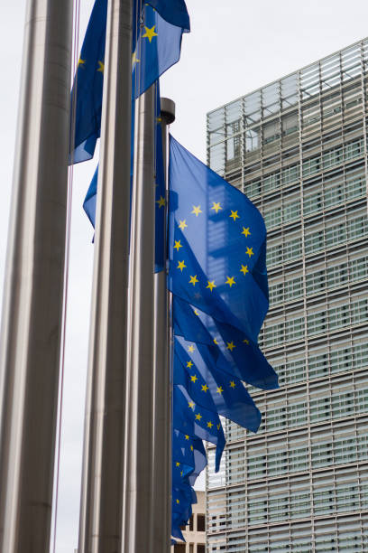 istock European Union flags flying at the EU headquarters in Brussels 652406156