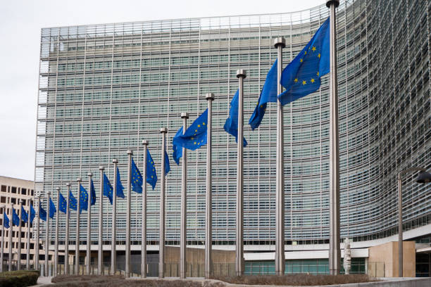 istock European Union flags flying at the EU headquarters in Brussels 652406224