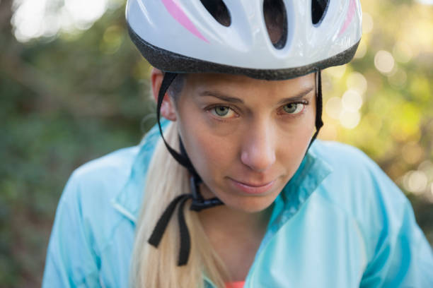 istock Portrait of female mountain biker 652414332