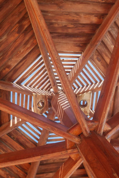 istock through wooden sunshade see the sky close-up 652423160