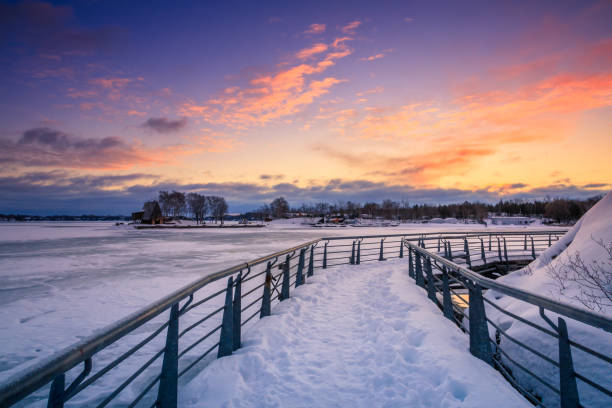 istock frozen lake during sunrise in winter season 652428624