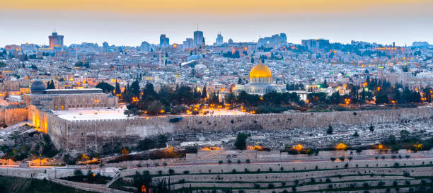 istock Panoramic view to Jerusalem Old city at Sunset 652440170