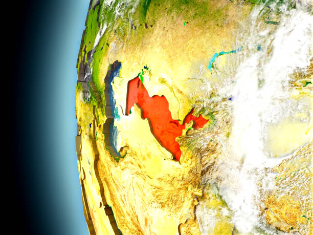 istock Uzbekistan on planet Earth from space 652444252