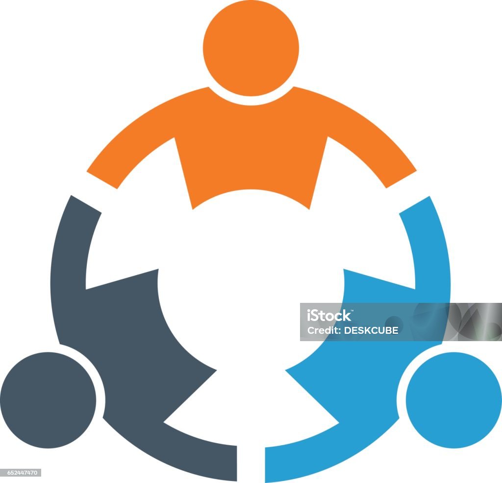 Teamarbeit Menschen verbunden miteinander Logo - Lizenzfrei Icon Vektorgrafik