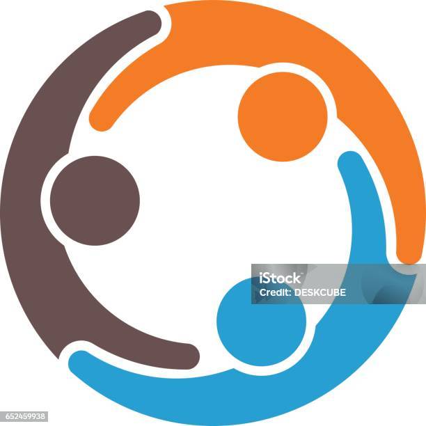 Teamwork Group Of Three Partners Illustration Stock Illustration - Download Image Now - Icon Symbol, People, Circle