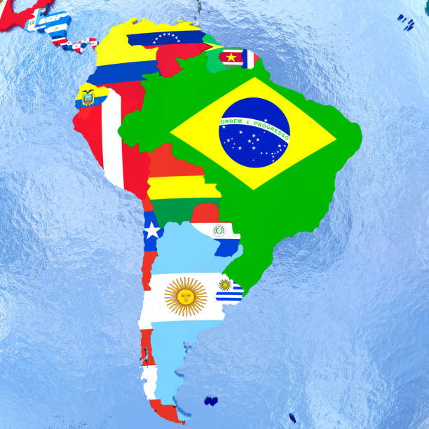 istock South America on political globe with flags 652466158