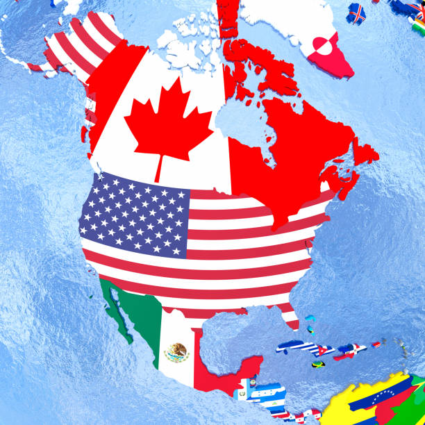 istock North America on political globe with flags 652466160