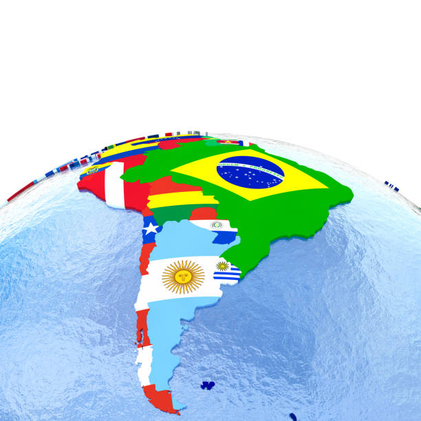 istock South America on political globe with flags 652466212