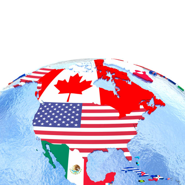 istock North America on political globe with flags 652466214