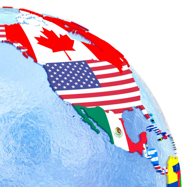 istock North America on political globe with flags 652466254