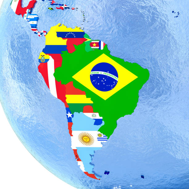 istock South America on political globe with flags 652466278