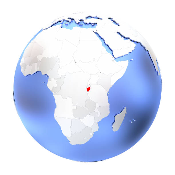 Closeup view of northern and central Africa section of cheap plastic globe